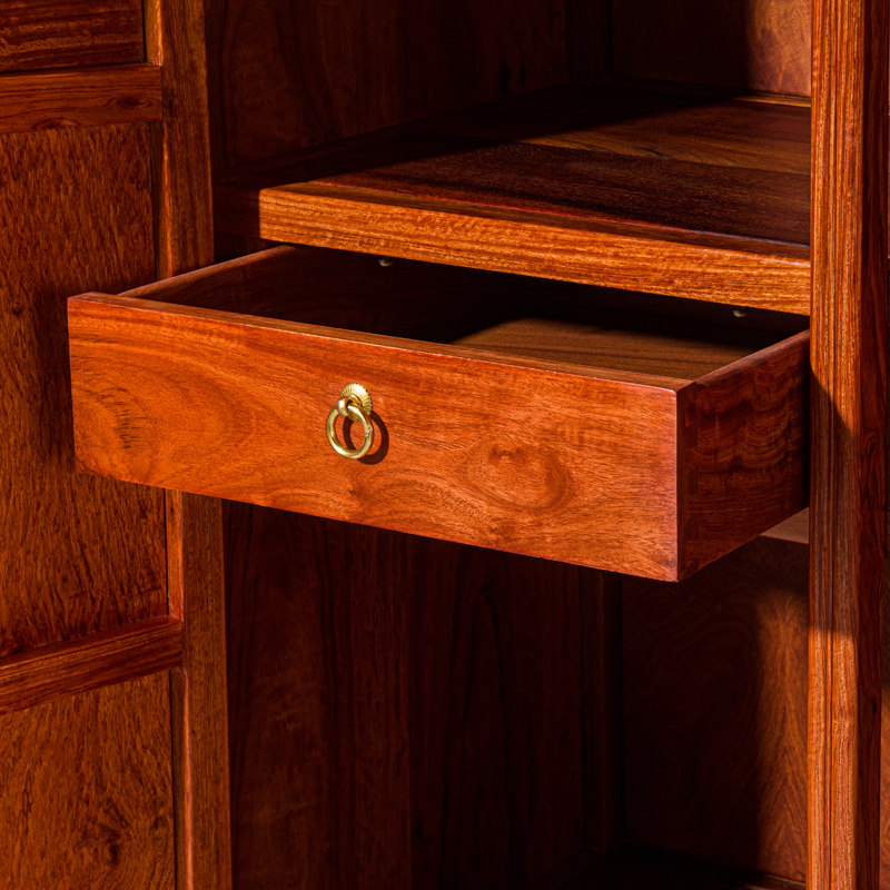 红木家具缅甸花梨圆角中式实木卧室大果紫檀置物角柜