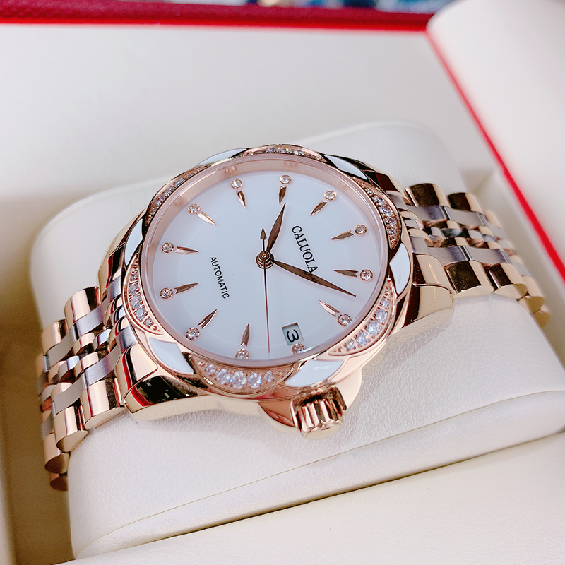 卡罗莱女表品牌正品全自动机械表2022新款防水手表女款简约气质潮