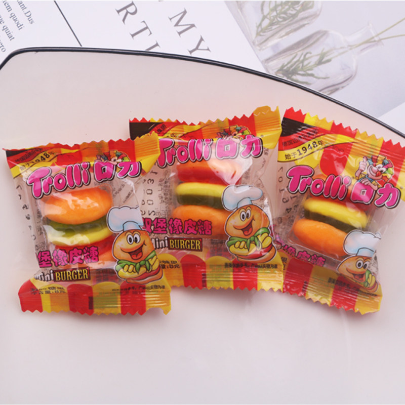 德国糖果trolli口力汉堡包橡皮糖软糖480g320g240g糖果