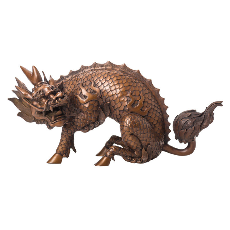 铜韵堂紫铜麒麟祥瑞摆件一对客厅吉祥如意装饰品工艺品摆件