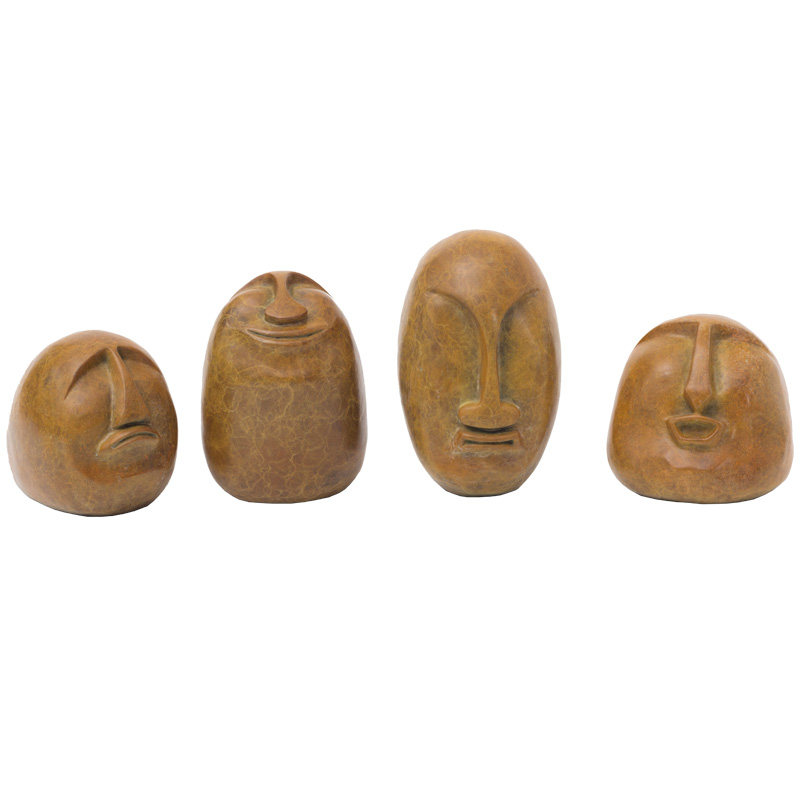 铜韵堂铜佛头像摆件四面佛头喜怒哀乐客厅红酒装饰品摆件