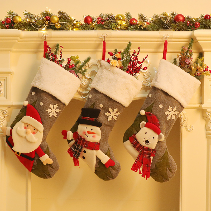 袜子圣诞场景布置道具礼物圣诞老人圣诞节糖果礼品袋圣诞袜