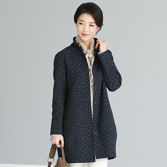 韩国2019妈妈外套立领碎花中老年女装秋季大码中老年女装