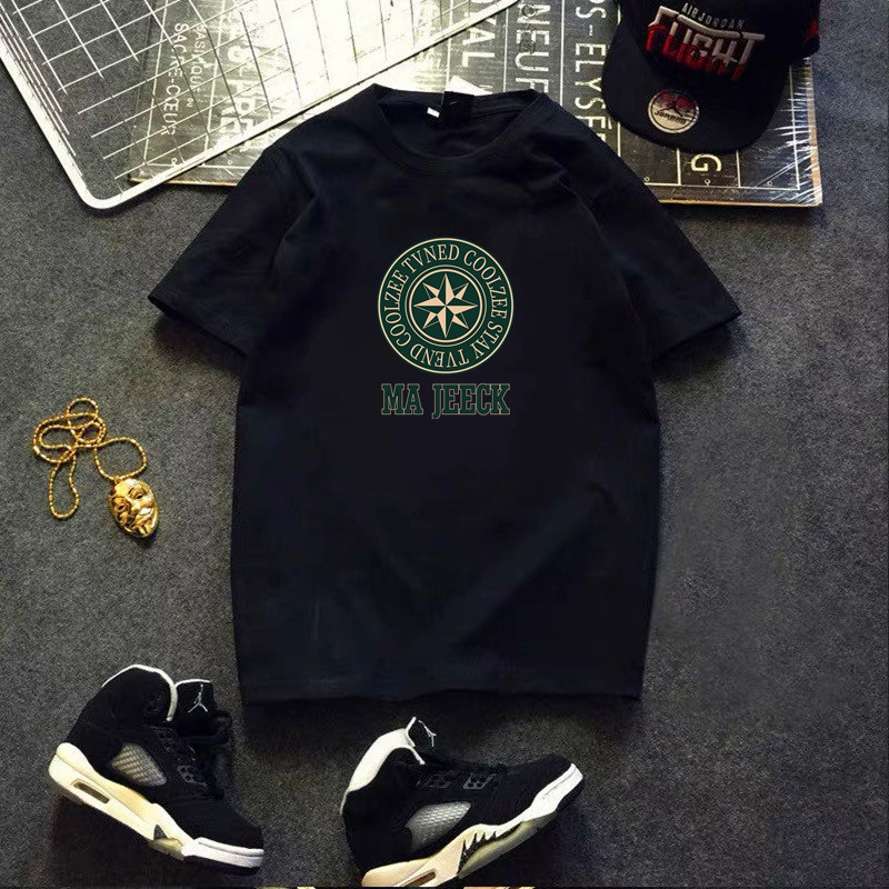 港风潮牌夏季男士短袖t恤宽松纯棉半袖黑色圆领体恤男装上衣衣服