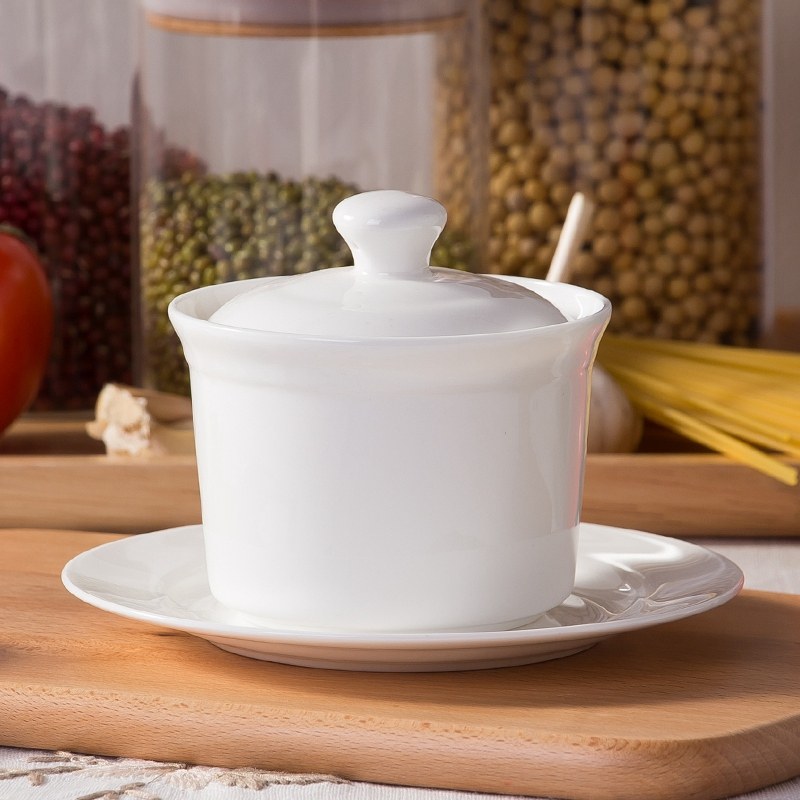 景德镇纯白白骨瓷蒸鱼翅炖汤盅隔水带盖小炖盅罐炖锅