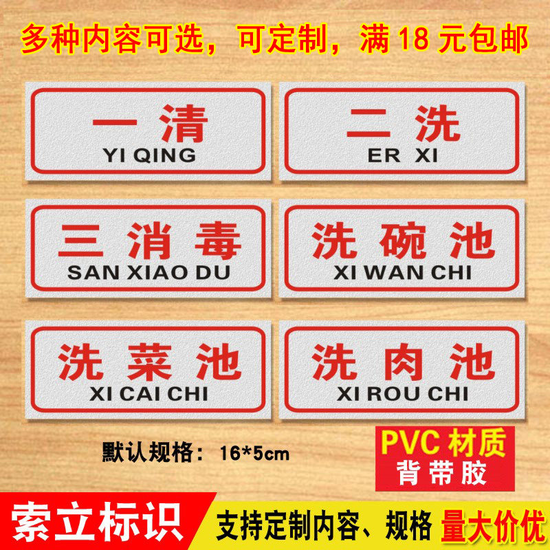 一清二洗三消毒池标识牌洗菜洗肉鱼洗手厨房餐厅食堂饭店今日已消毒