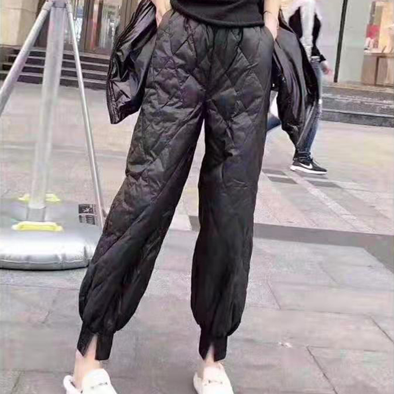 白鸭绒外穿高腰萝卜裤修身显瘦保暖松紧腰宽松加厚保暖羽绒裤女潮