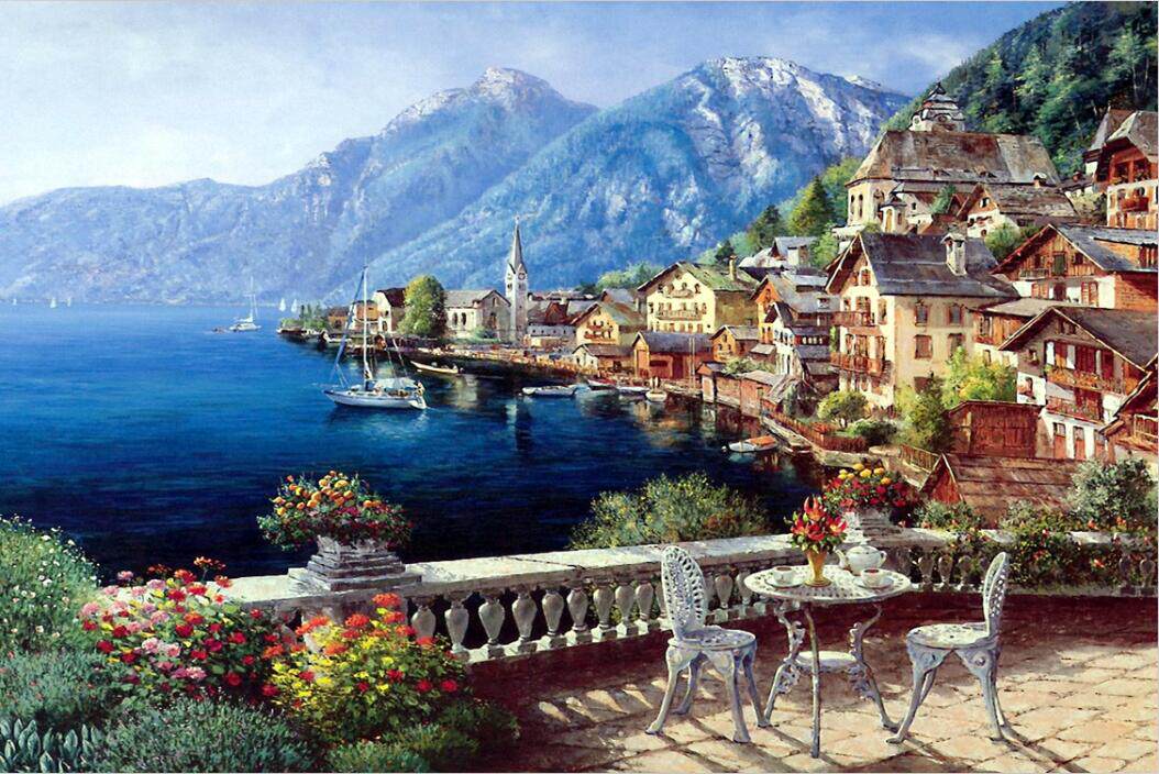 成人1000片木质拼图1500益智玩具欧式风景油画装饰画拼图