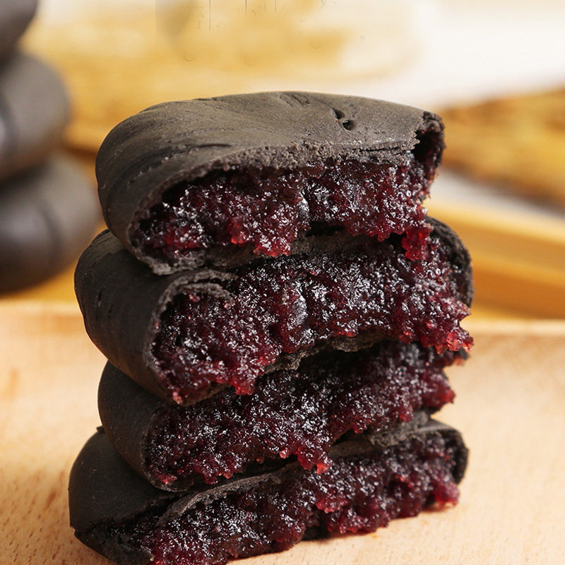 街坊五黑桑葚紫米米饼无添加蔗糖粗粮糕点饱腹传统中式糕点