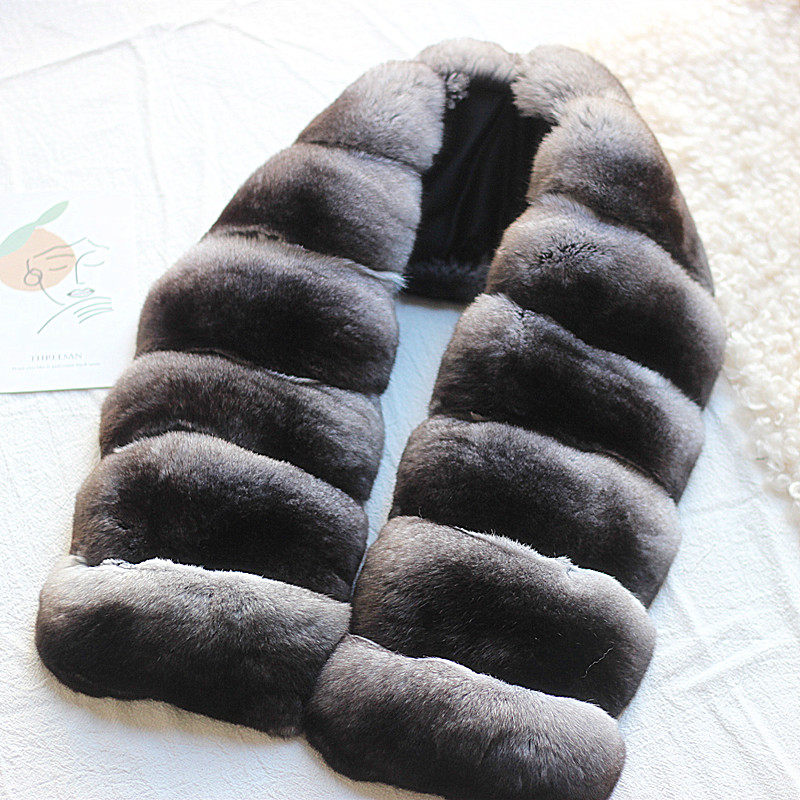 2020秋冬季新款龙猫皮草围巾青紫紫蓝围脖栗鼠毛围巾