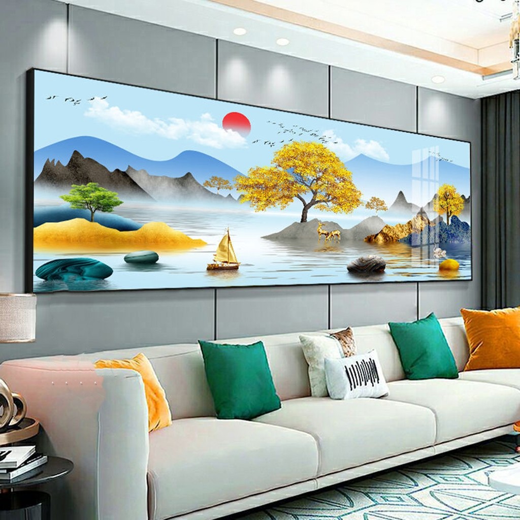 新款沙发背景墙晶瓷单幅装饰画风水招财床头客厅现代装饰画