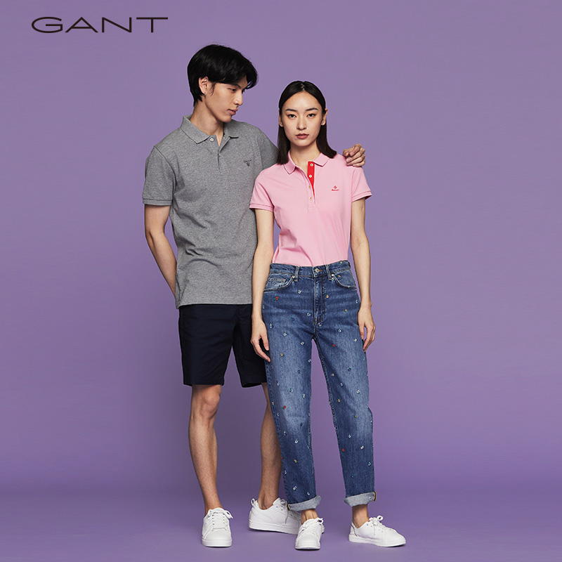 GANT甘特夏季男女同款情侣款时尚休闲舒适翻领短袖Polo衫|232110
