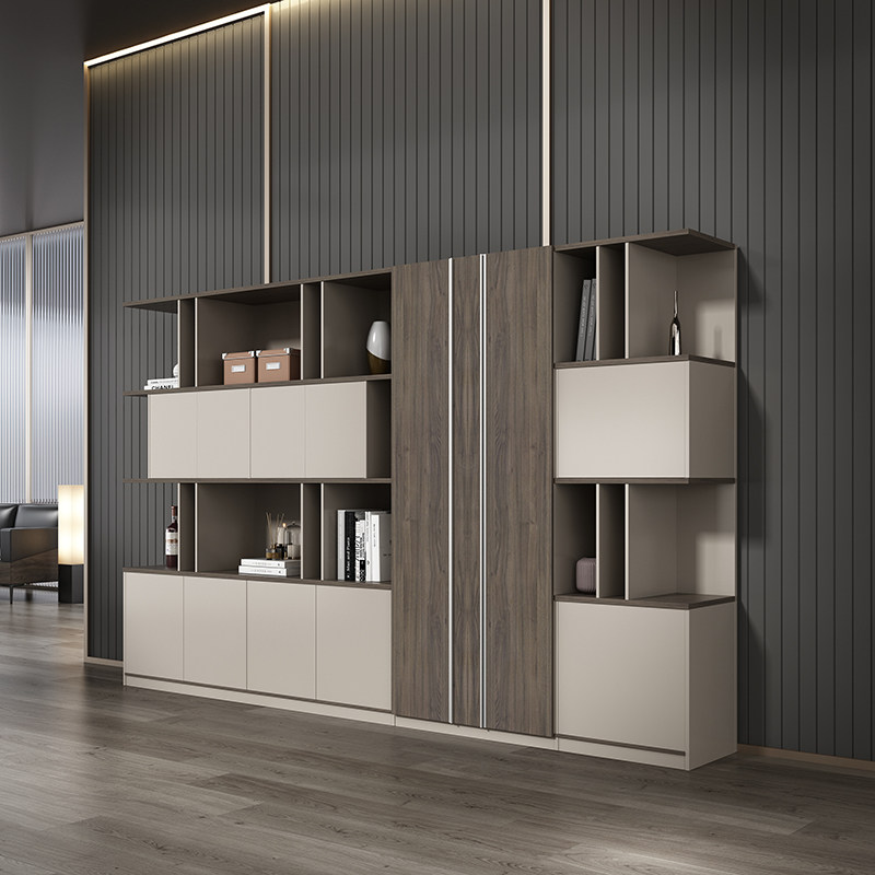 老板室书柜家具文件柜资料柜木质档案柜办公室书柜组合背景储物柜