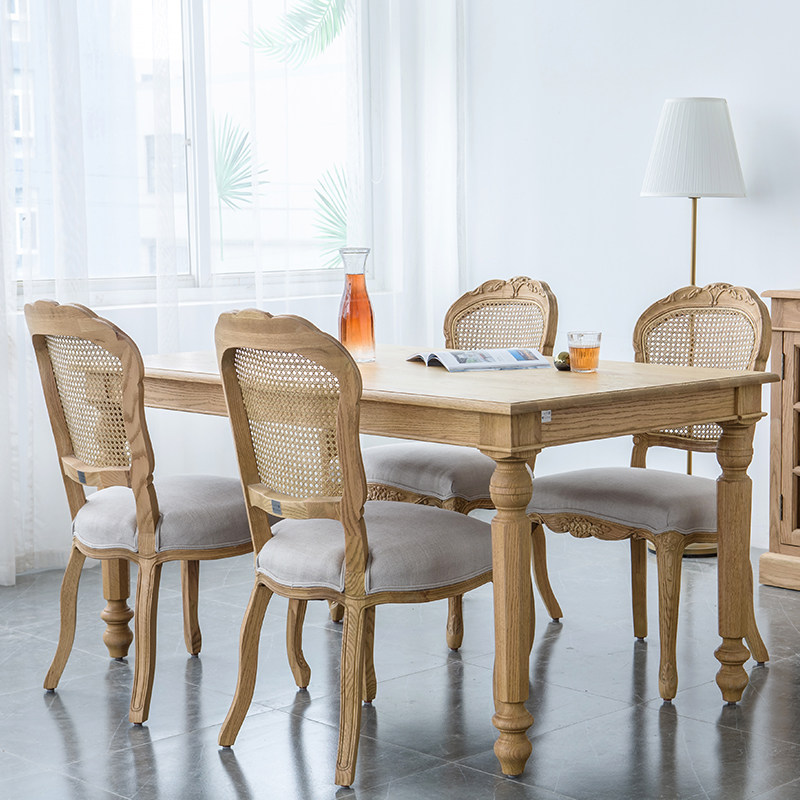 餐桌实木欧式美式乡村橡木桌椅简约小户户型餐桌