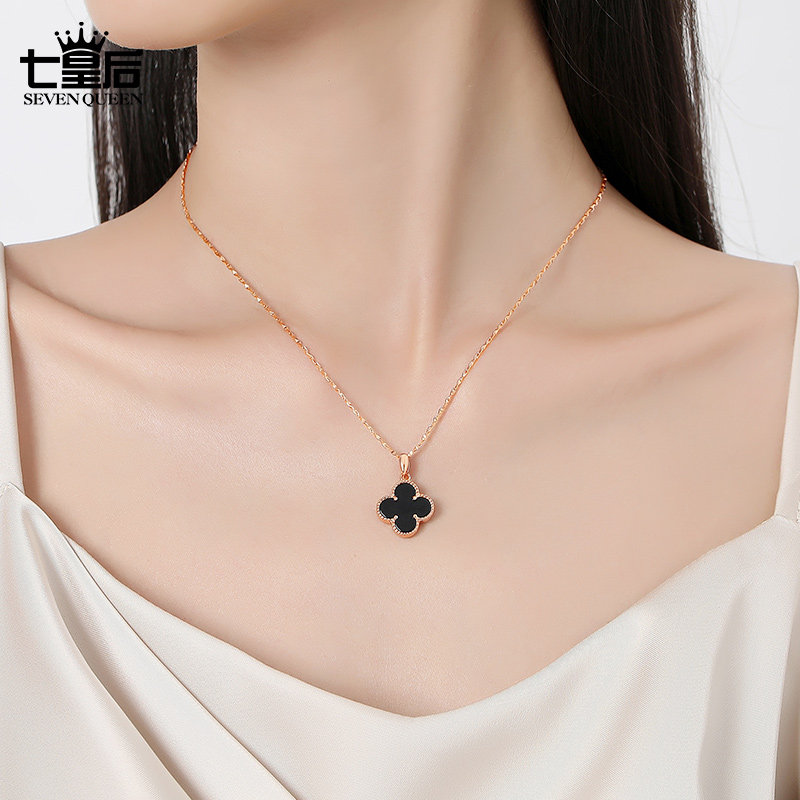 四叶草项链2022新款锁骨纯银轻奢小众吊坠生日项链