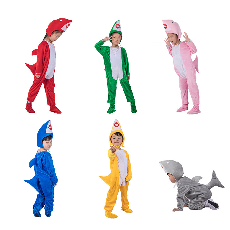 服装六一儿童海洋动物大鲨鱼表演幼儿蓝鲨白鲨儿童演出服