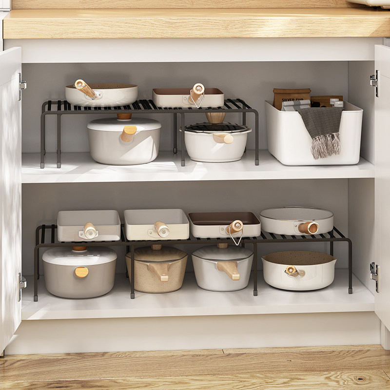 御仕家橱柜可伸缩锅架厨房柜内炒锅烤盘置物架家用厨房置物架