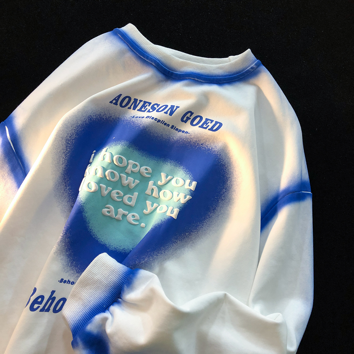 Jew4room渐变爱心字母甜酷卫衣男生情侣装2021新款潮流冬季情侣款