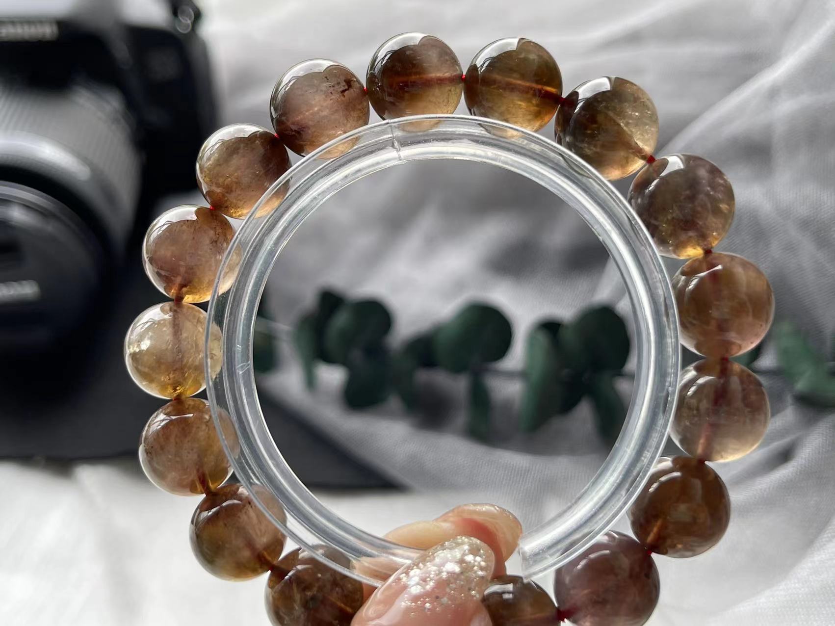 一物一图老矿天然金色茶体极光auralite23手链水晶甜美手链