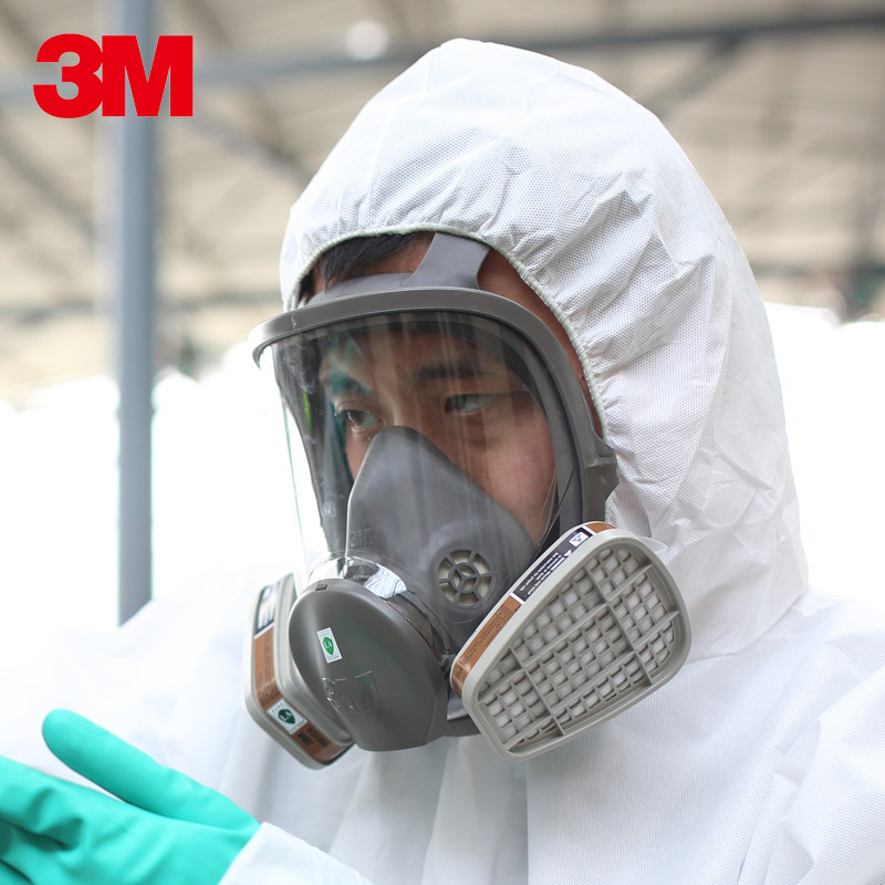 3m6800防毒面具全面罩覃防毒面覃喷漆工业化工气体卓呼气器