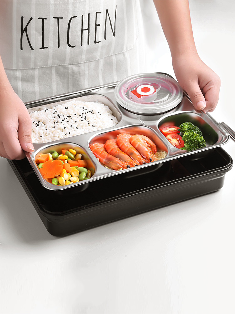 送饭盒便当学生带盖韩国食堂打饭保温网红上班族多格餐盒超大容量