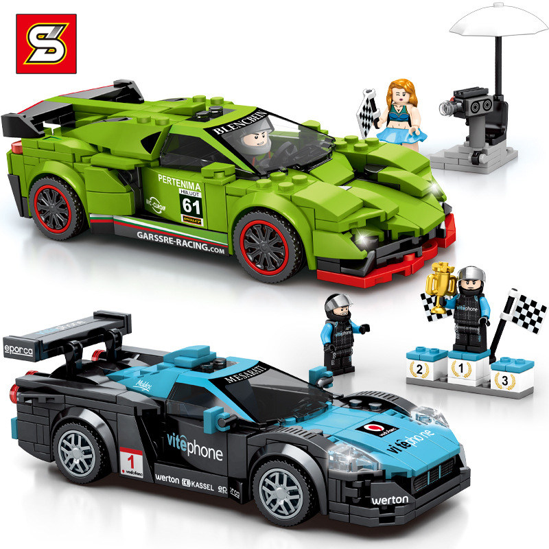 加致儿童节日玩具积木拼搭益智diy赛车男孩塑料积木