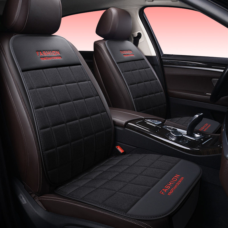 亚麻汽车坐垫单片四季通用用车后座垫子靠背通用座套