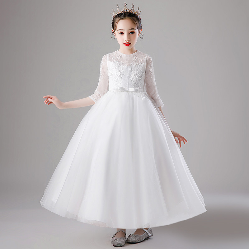 儿童礼服高端花童公主春秋小女孩婚礼婚纱女童儿童礼服