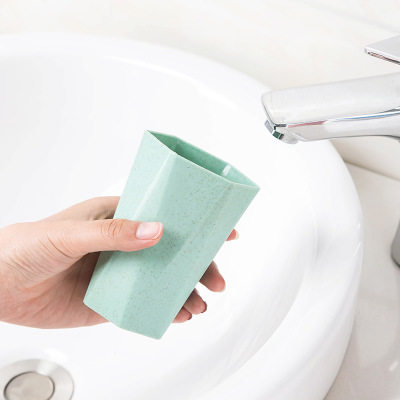 小麦秸秆杯加厚情侣洗漱杯菱形漱洗漱口杯创意牙刷杯喝水杯子牙缸