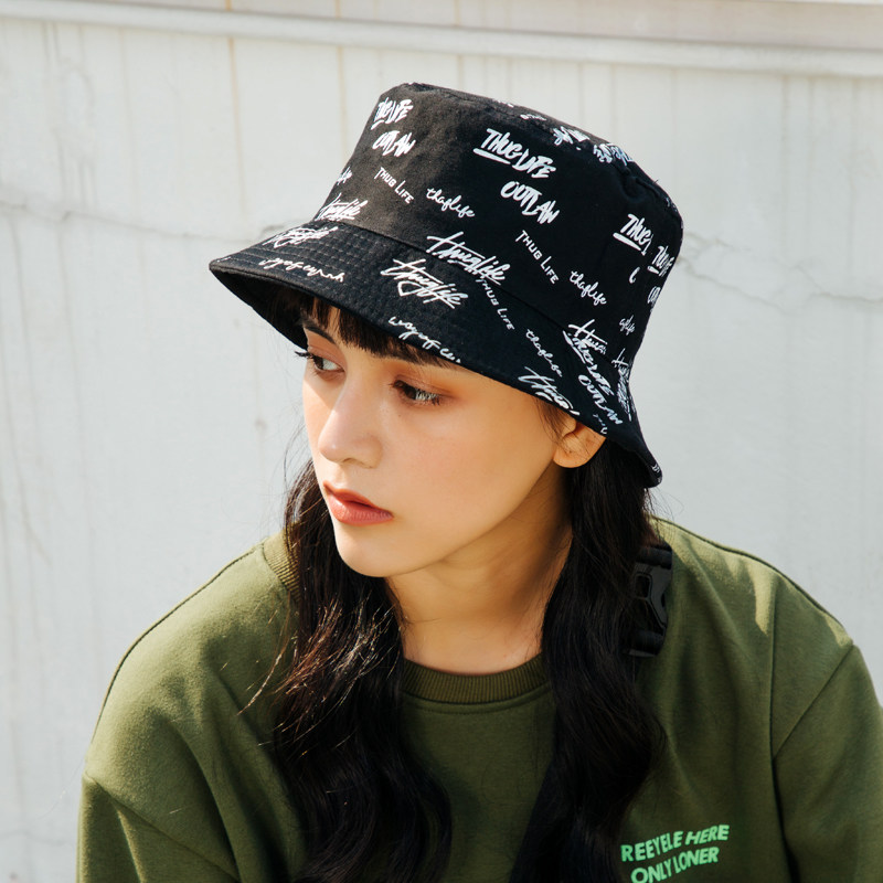 thug life 美国西海岸匪帮两面戴渔夫帽子男女夏天街头嘻哈风盆帽