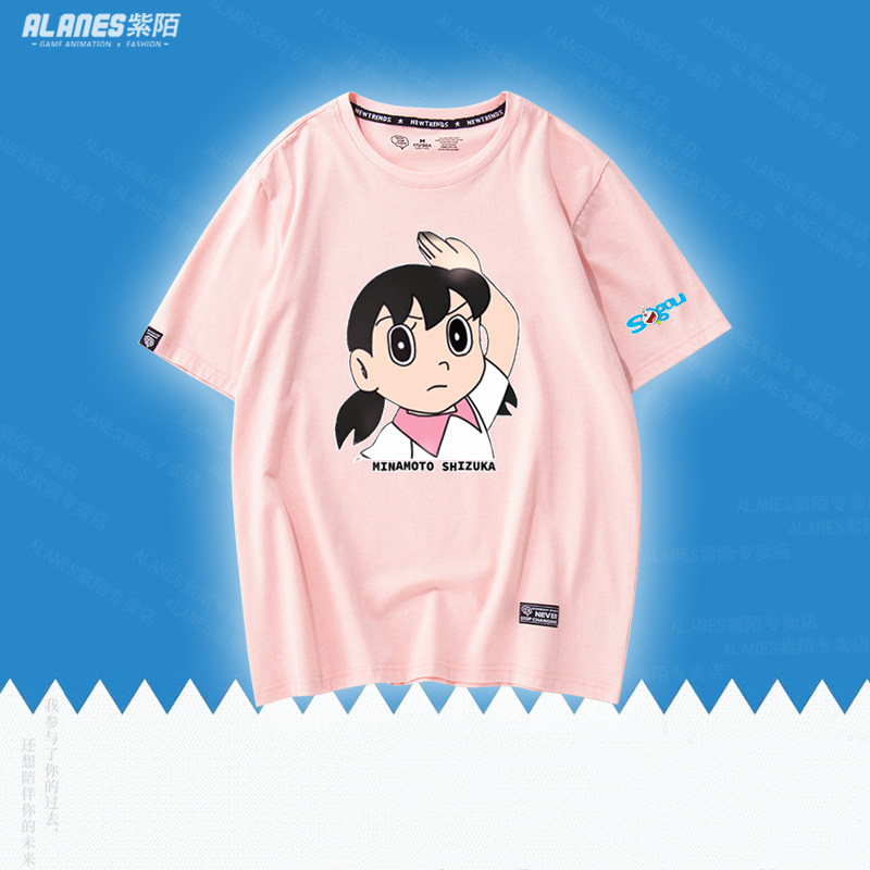 哆啦伴我同行机器猫大雄静香男女女生情侣休闲纯棉t恤