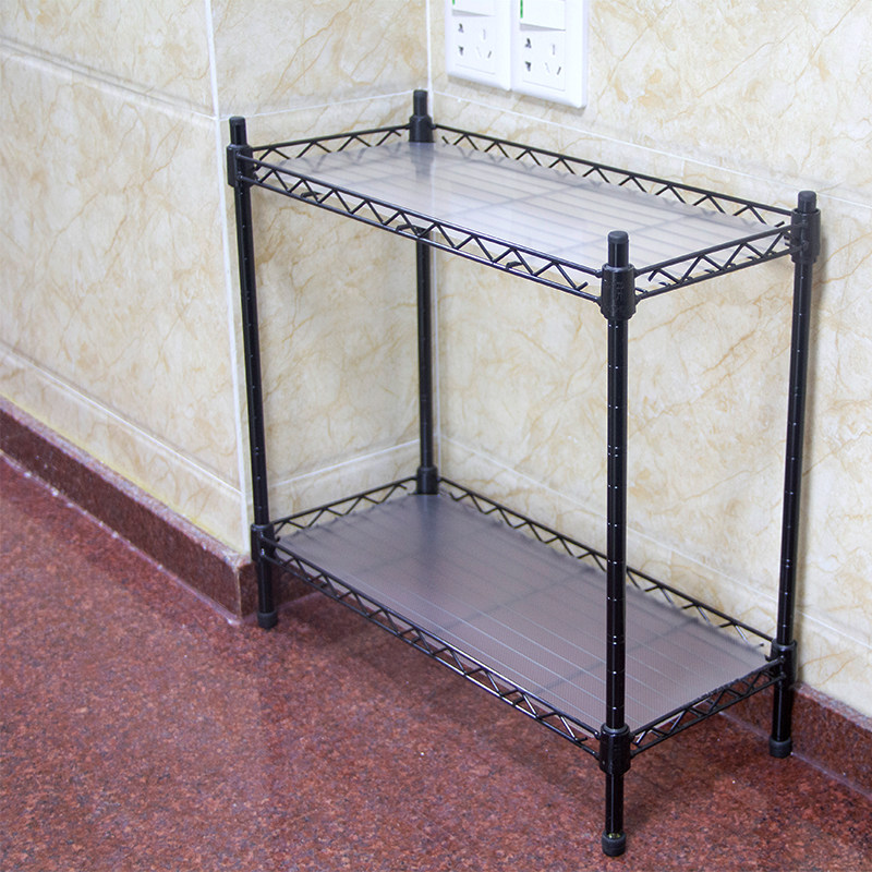 二层厨房铁艺铁架置物架落地台面收纳简易双层厨房置物架