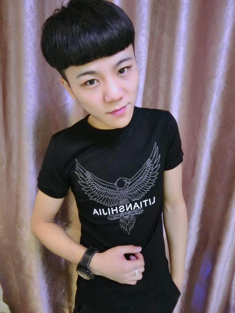 2018夏季快手红人李雨泽同款修身圆领短袖t恤社会精神小伙半袖潮