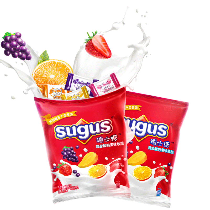 [双11预售]瑞士糖sugus酸奶味混合水果软糖1000g婚庆喜糖果散装