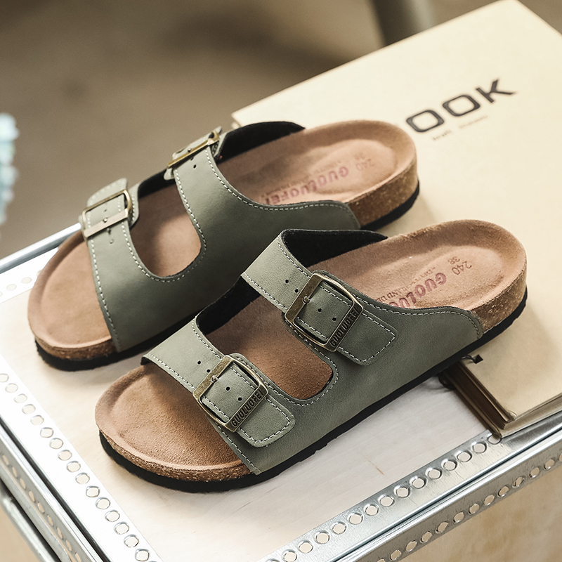 软木拖鞋女夏2022新款休闲时尚外穿一字拖鞋防滑耐磨情侣沙滩鞋