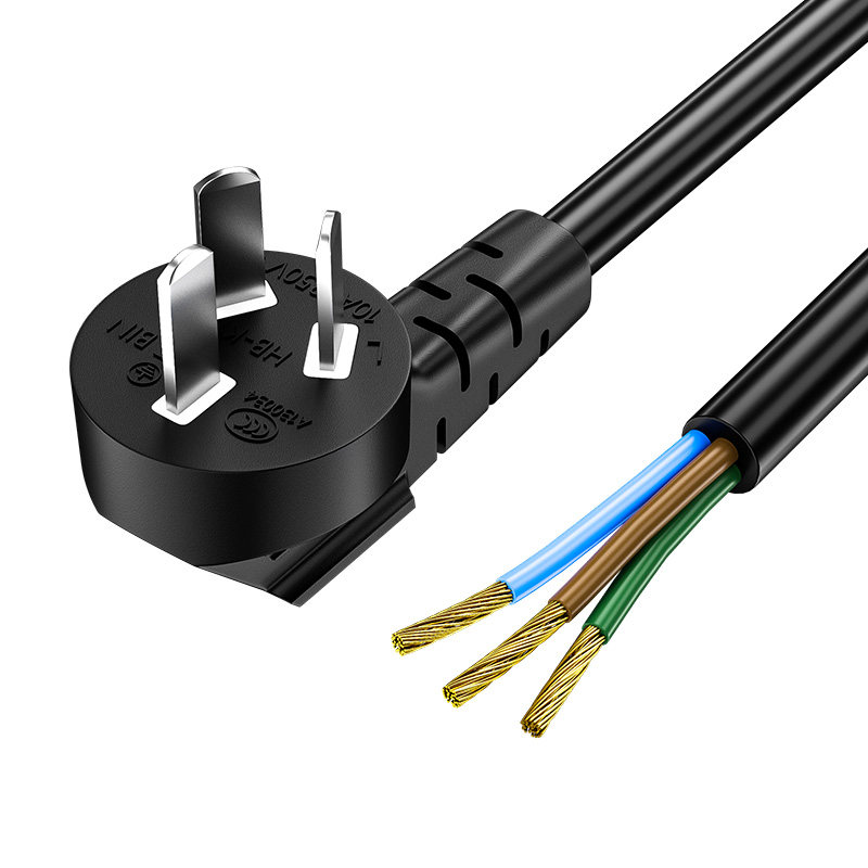 电源线插头三芯10a16a国标大功率25方三孔插单头裸尾连接线