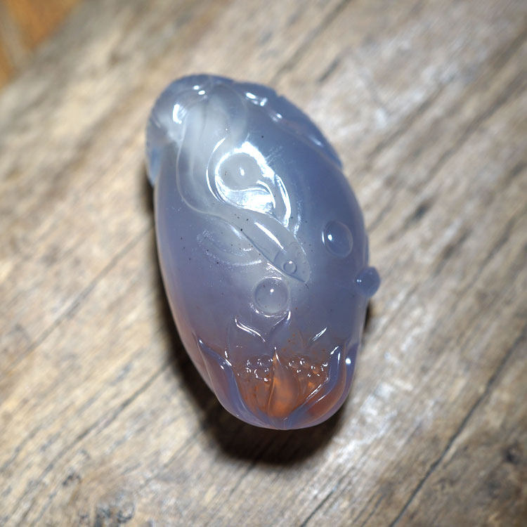 纯天然阿拉善糖心玛瑙蓝皮红心年年有余吊坠荷叶荷花项坠