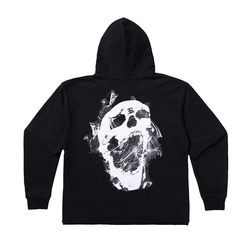 revengesmoke烟雾骷髅连帽宽松高街男女情侣加绒卫衣