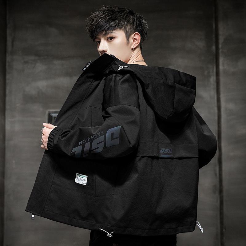 外套男士秋冬季2021新款潮流男生夹克衣服加绒工装休闲运动棒球服