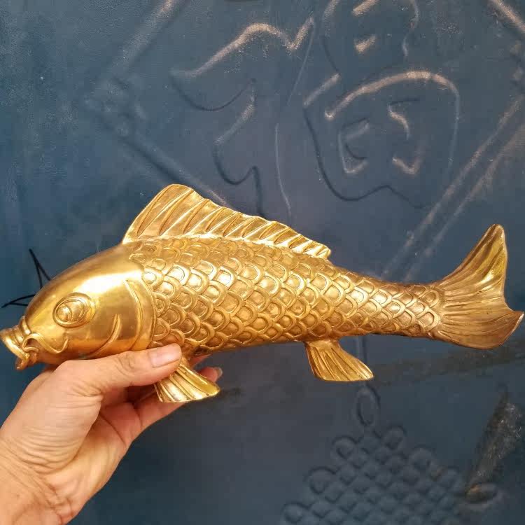 风水铜器 招财鲤鱼 年年有余 旺财大鲤鱼工艺家居 办公装饰摆件