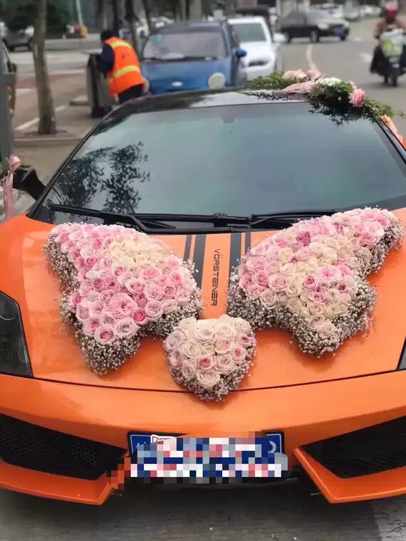创意个性主婚车装装饰车头鲜花花车结婚全套布置婚车鲜花