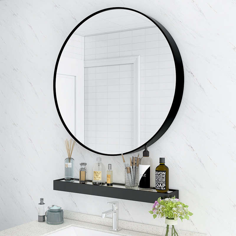 圆形浴室镜子挂墙卫生间打孔洗手间洗漱台盆洗脸浴室镜