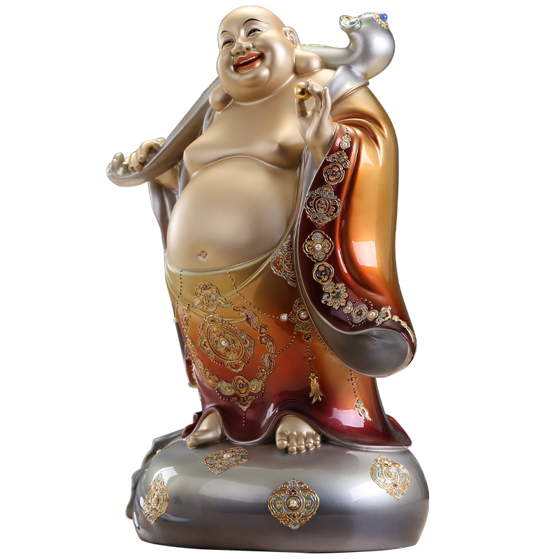 弥勒佛像站像家用供奉纯铜笑佛摆件大肚菩萨摆件