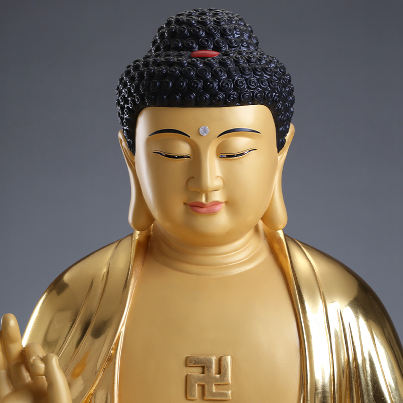 佛祖纯铜贴金阿弥陀佛佛像客厅家用坐像大体体态摆件