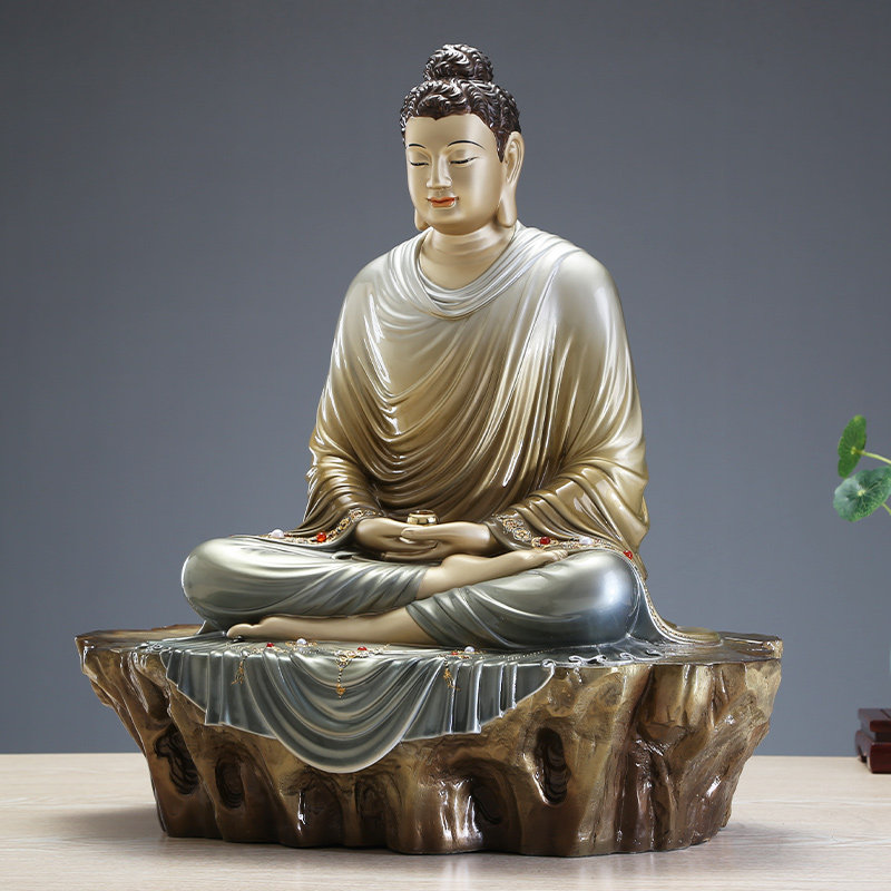 熙曼蒂释迦牟尼佛像家用供奉纯铜珐琅释迦摆件悟道摆件