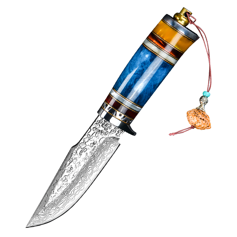 cima大马士革钢刀军刀高硬度直刀手工锻打刀胚花纹钢户外收藏刀具
