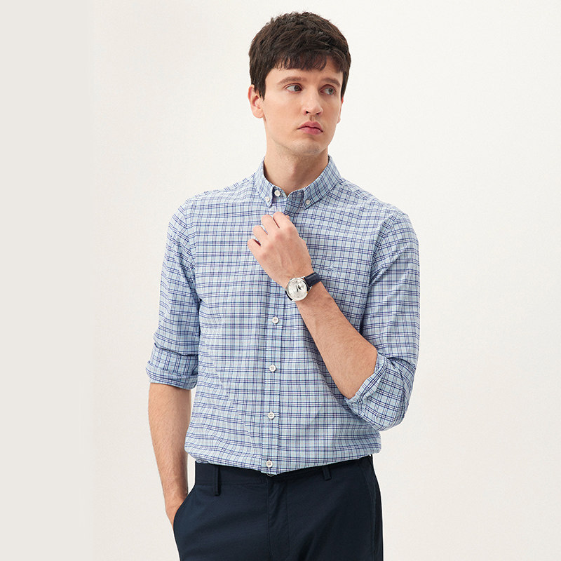 navigare意大利小帆船经典格子衬衫长袖2023春季棉质格衬衫