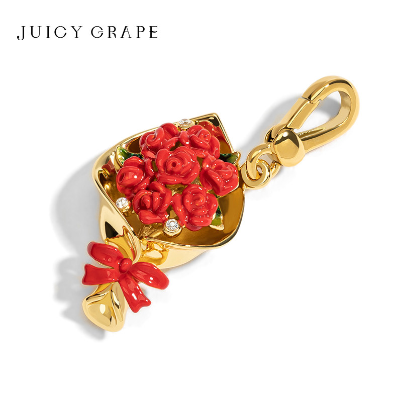 juicygrape玫瑰花束项链吊坠女原创气质简约百搭长款毛衣链礼物
