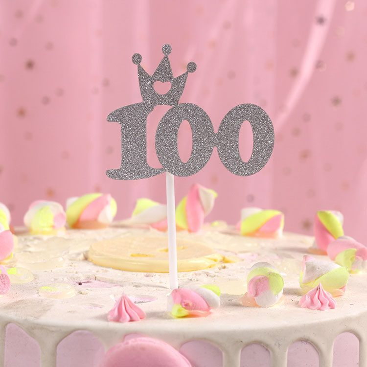 宝宝一百天 宝宝周岁蛋糕插旗插牌 100天周岁宝宝生日甜品台装饰