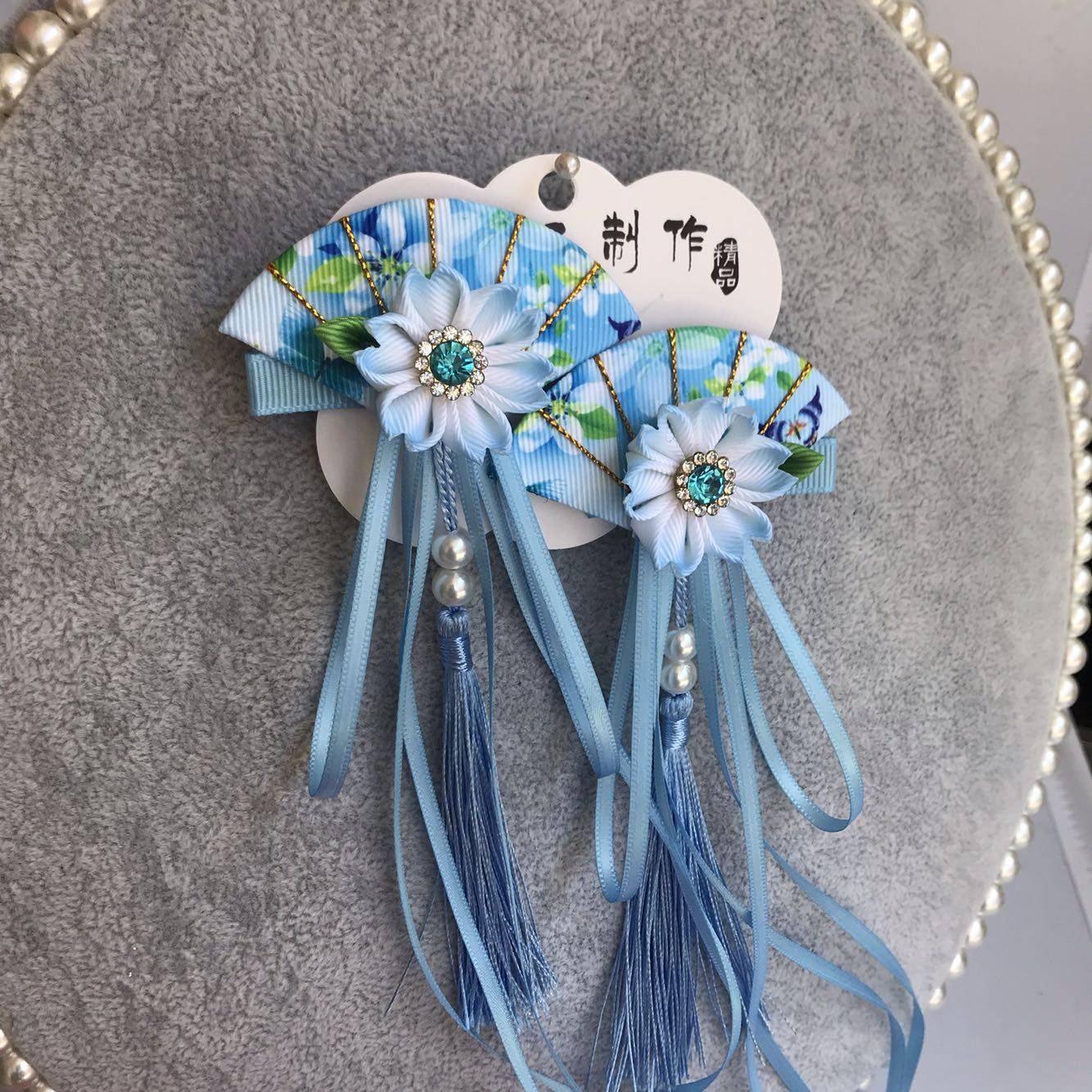 古风汉服发饰头花饰品手工儿童少女圆点和风发饰